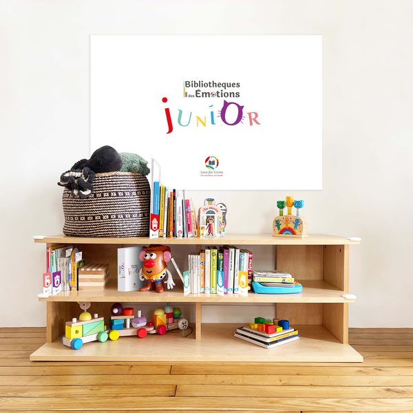 Une Bibliothèque des Émotions Junior, livres et jouets à hauteur d’enfant